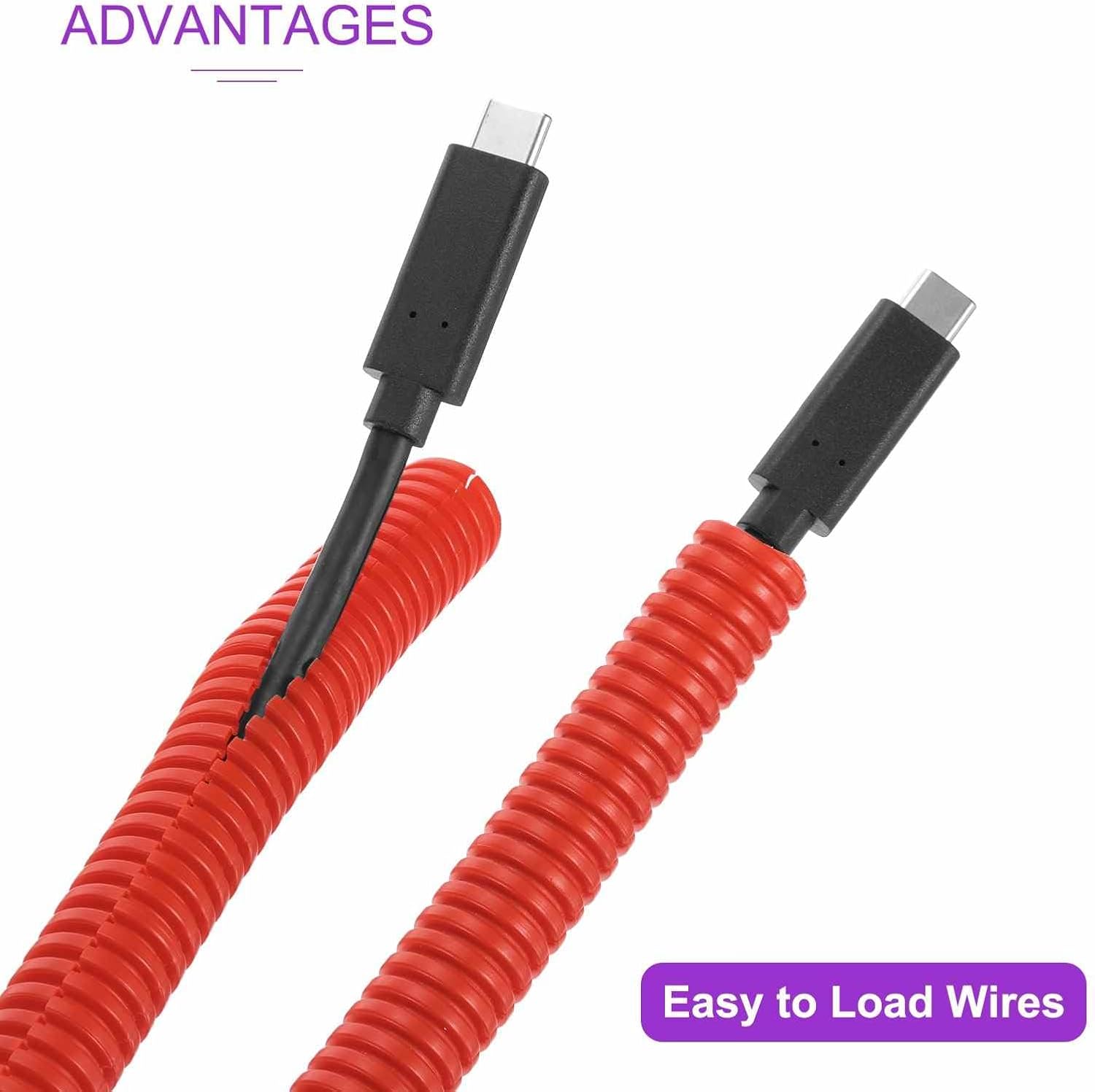 DMiotech 50ft Wire Loom Split Tubing 1/2 Inch(12.7mm) ID, Cord Protectors from Pet Flexible Conduit Cable Management for Office Home Garden, Red