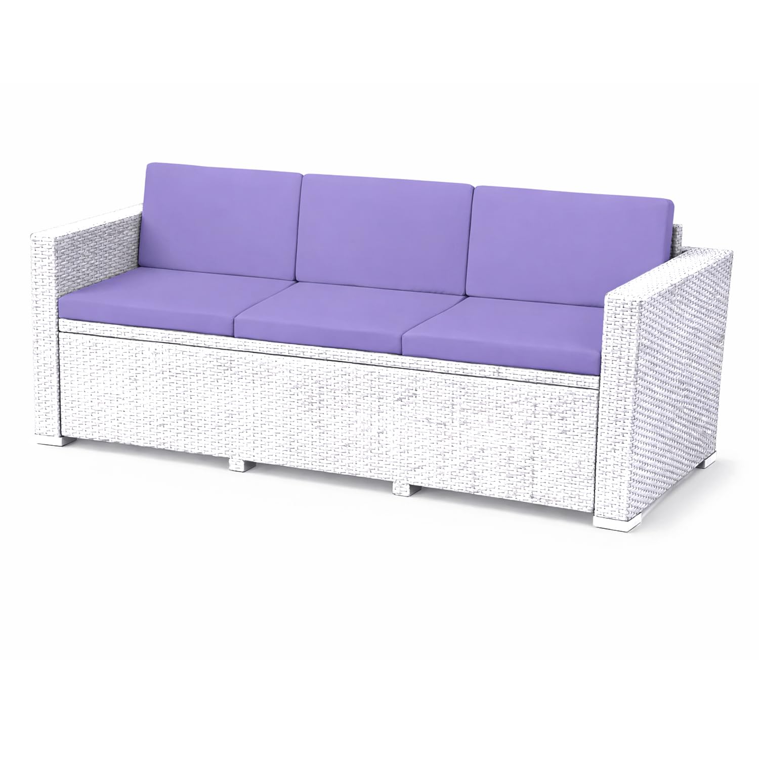 David & Amaya Rattan Garden Sofa Chair Patio 2, 3 or 4 Seater Outdoor Thick Padded Comfy Seat Cushions Set Only (Furniture Not Included) Water-Resistant Removable Cover (6 Pc Purple 3 Seater)