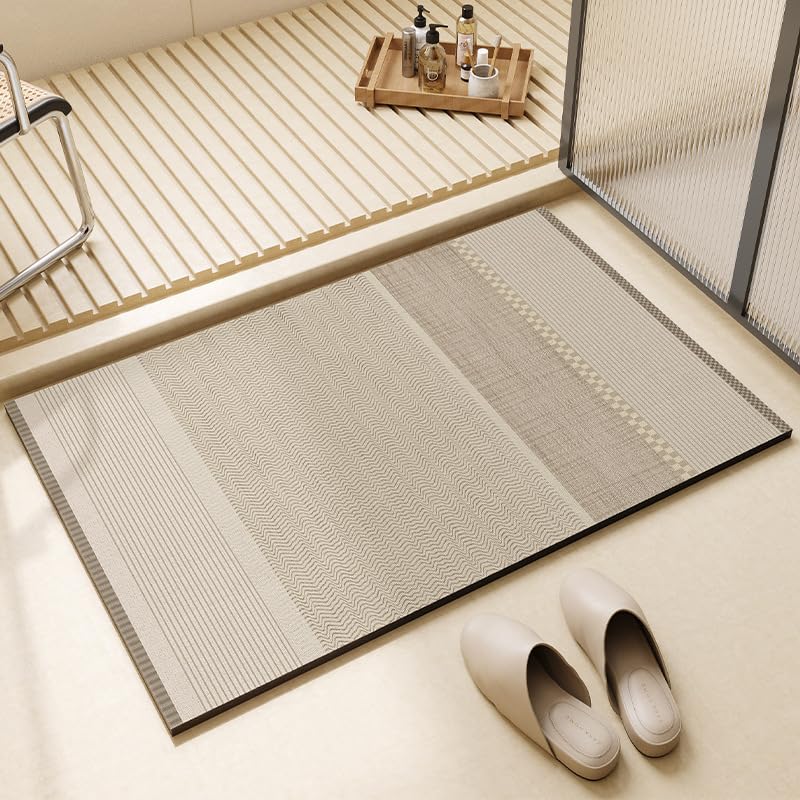 Bathroom Mat Non Slip Super Absorbent Stain Resistant Quick Dry Thin Bathroom Rug-Bath Mats for Bathroom Floor Bathtub Vanity-Bathmat Bath Rug Easy Care (C-40 * 60CM)