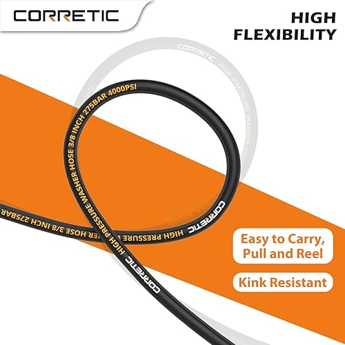 Miniatura 6 de Manguera de lavado a presión de 50 pies con conexión rápida de 3/8 pulgadas, 4000 PSI resistente a las torceduras de repuesto de manguera de lavado