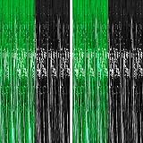 4 Packs 3.3ft x 8.2ft Graduation Party Decorations Green Black Tinsel Foil Fringe Curtains for Home