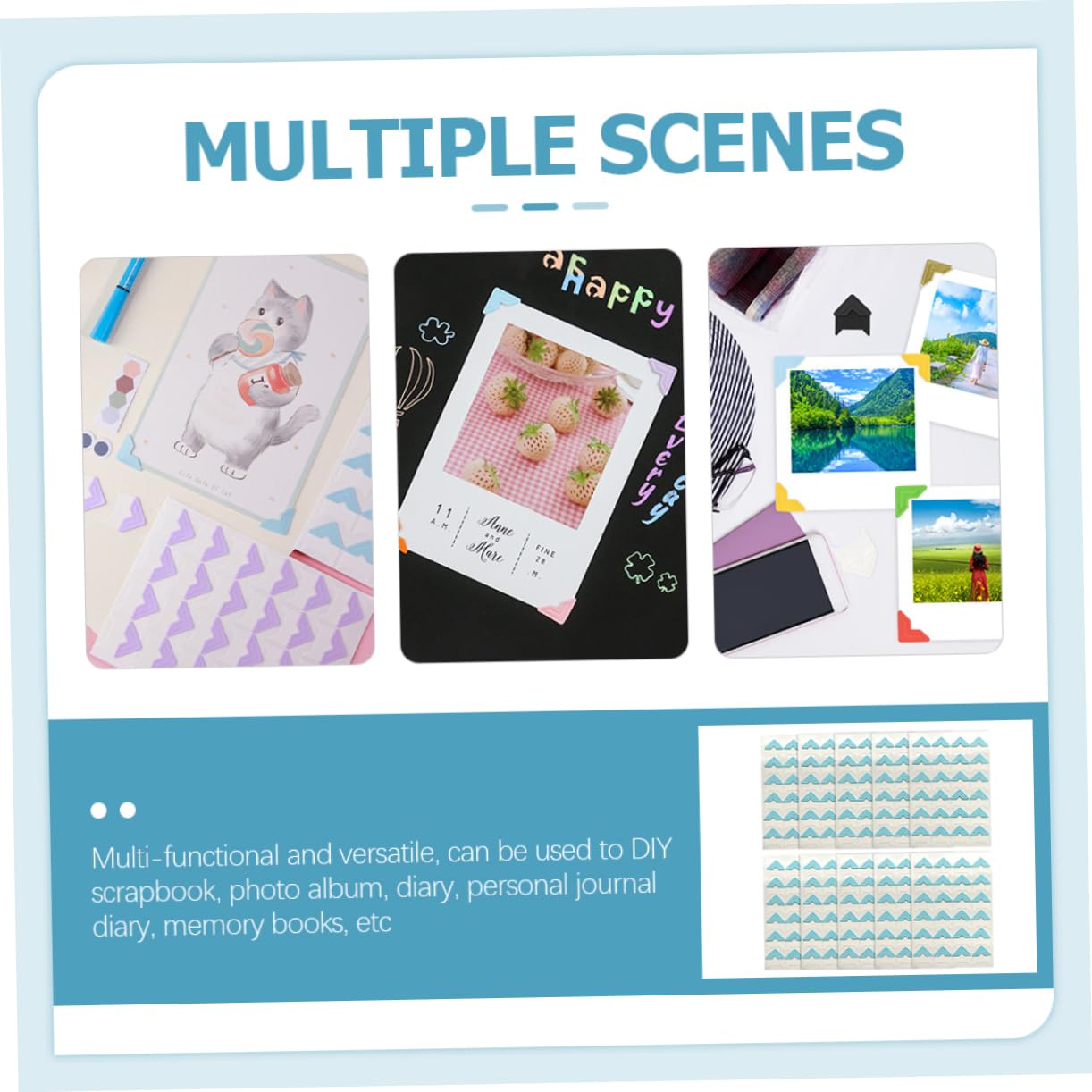 Homoyoyo 24 Pack Retro Self Adhesive Photo Corners Stickers Easy to Apply Protect Your Photos Decorative for Scrapbooks Albums