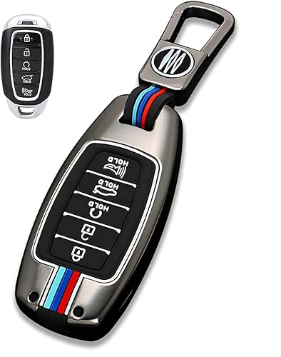 para Hyundai Key Fob Cover Case Metal Shell Smart Key Holder Protector, Gris