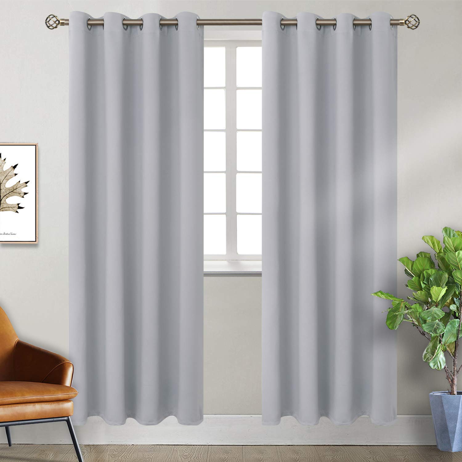 BGment Room Darkening Curtains for Bedroom - Grommet Thermal Insulated Window Treatments Light Blocking Curtains for Living Room, Set of 2 Panels, Each 46 x 84 Inch, Light Grey