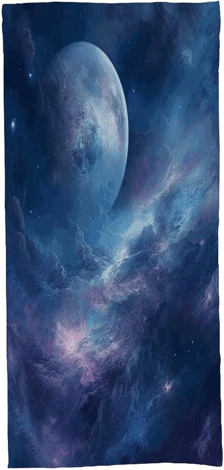 Nebula and Moon Towel Vacation Accessories Essentials Soft Lighterweight，Bath Towel for Adults Women Men，Bath Towels Gift for All Occasions, Machine Washable.