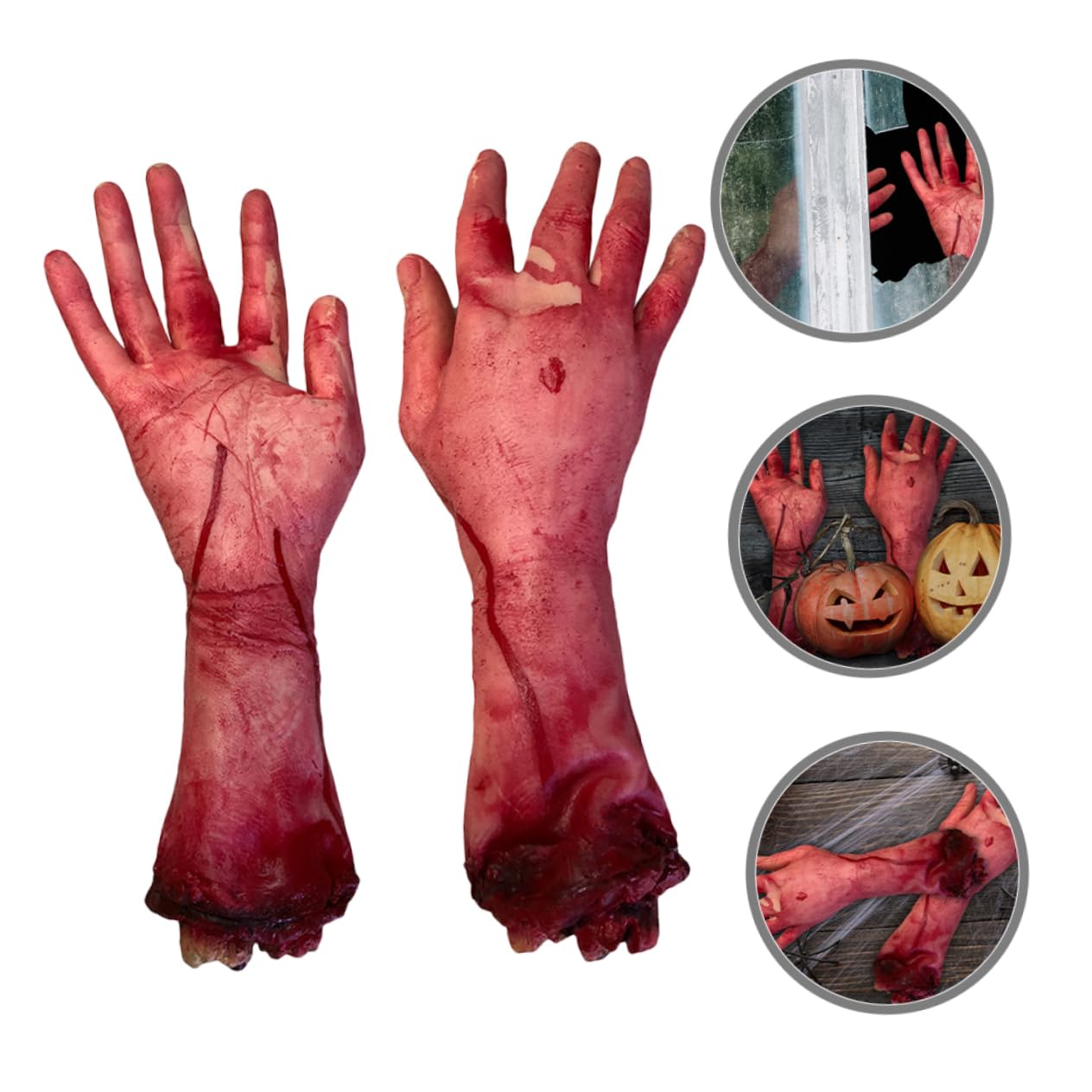 STOBOK 2Pcs Severed Limbs Halloween Decorations Hyper-Realistic Broken Hand Toys Rubber Bloody Body Parts for Scary Party Props - Image 2