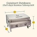 Cuisinart Chef's Style Tabletop Portable Propane Grill, 20,000 BTU Stainless Steel 2-Burner Outdoor...