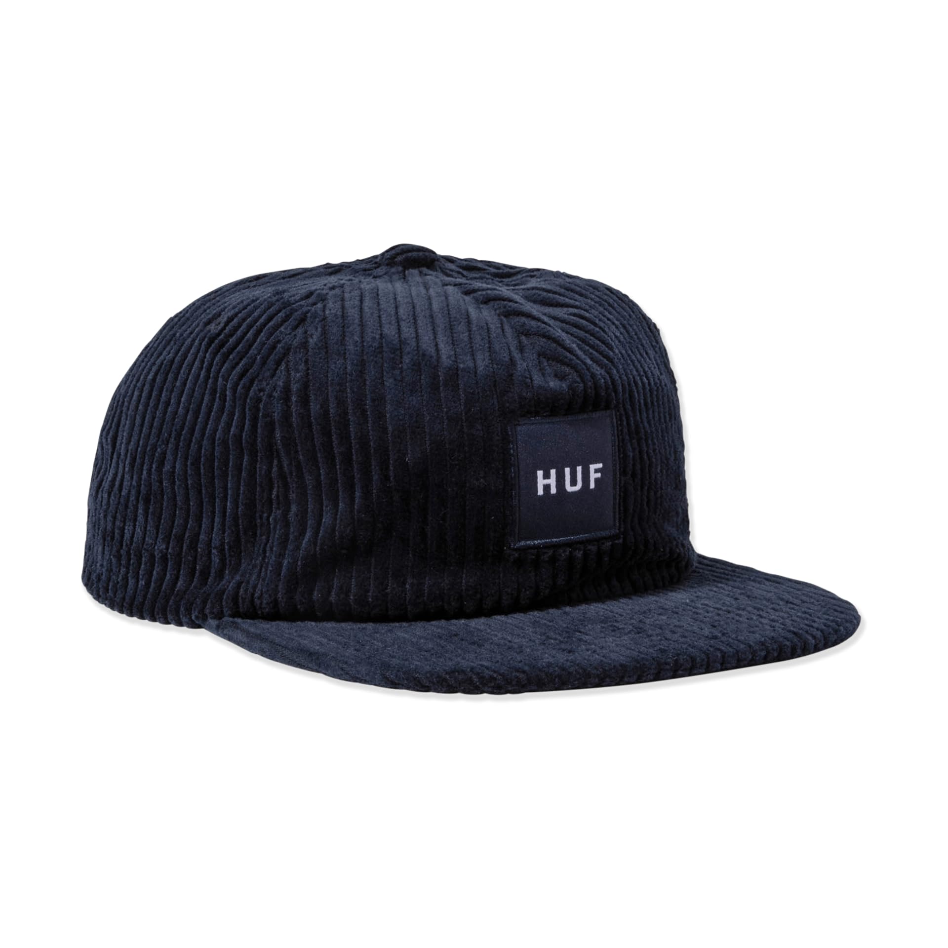 HUFBox Logo Corduroy Flat Brim Baseball Cap - Navy Blue