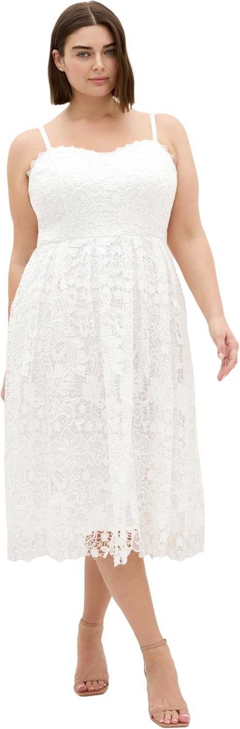 City Chic Plus Size Dress - Scarlet Lace Midi