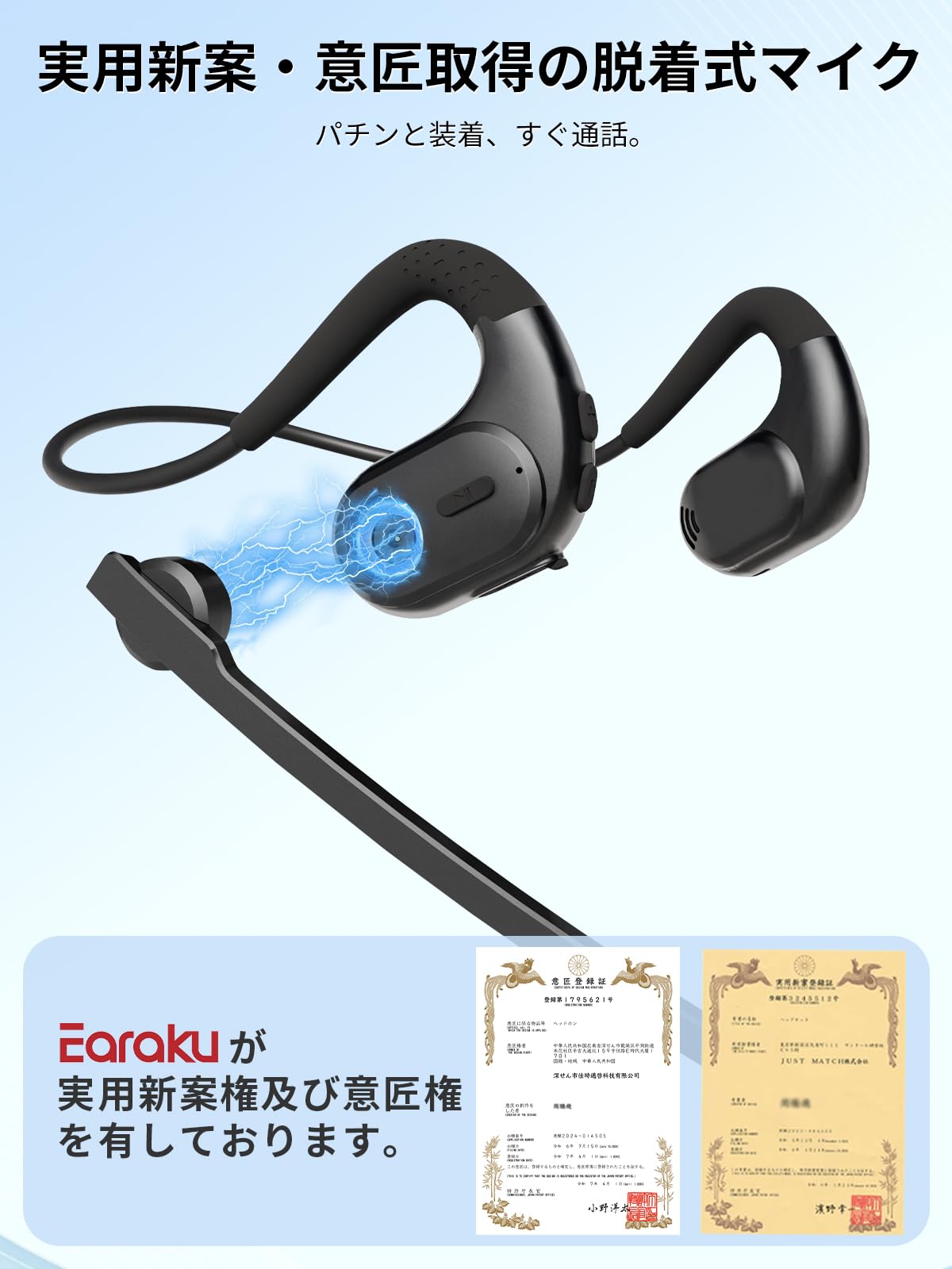Amazon.co.jp: Bluetooth ヘッドセット 【マイク脱着式・実用新案取得