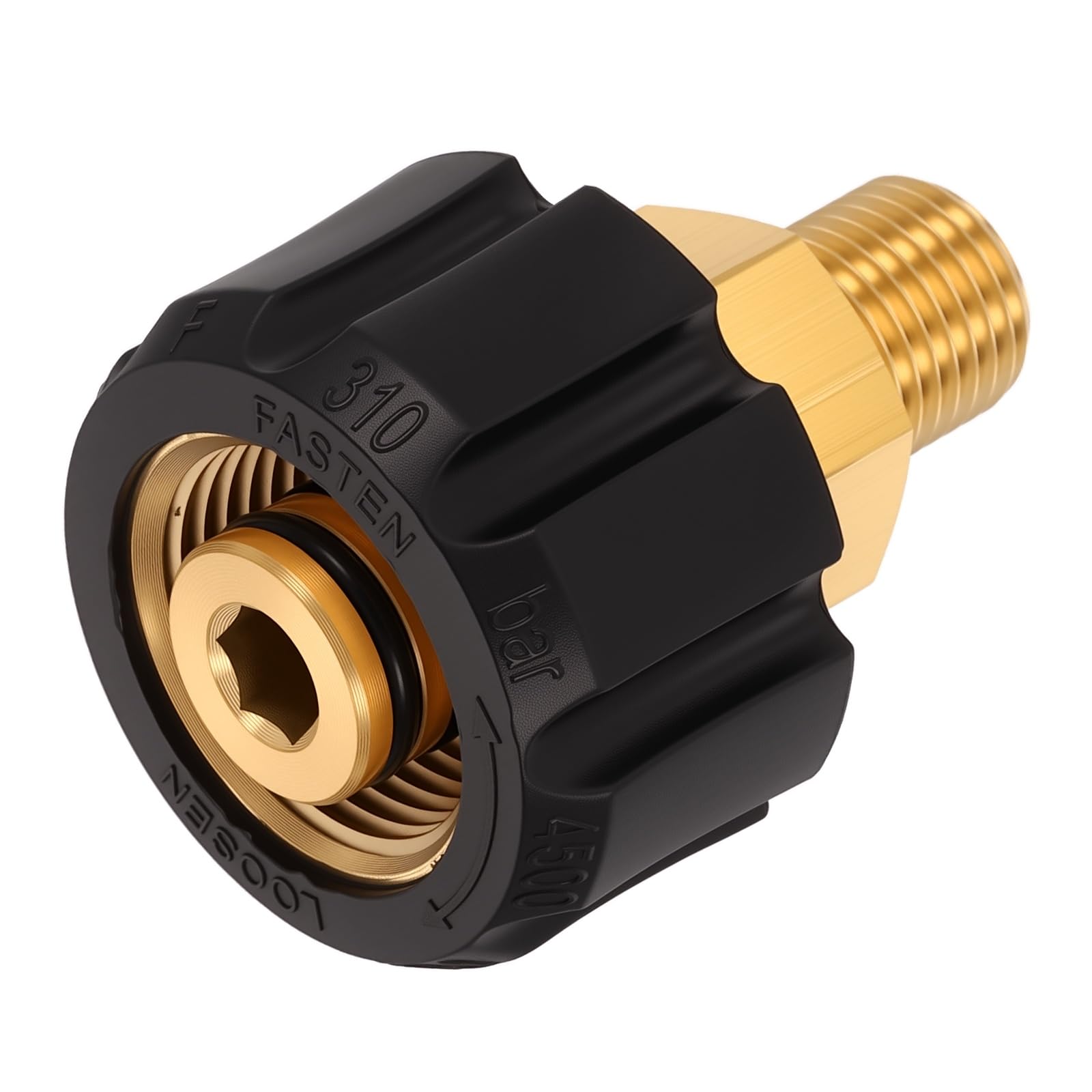 sourcing map Pressure Washer Adapter, M22 14mm Female to G1/4" Male Brass 47mm l Quick Connect Fittings Swivel Adapter for Pressure Power Washers Hose