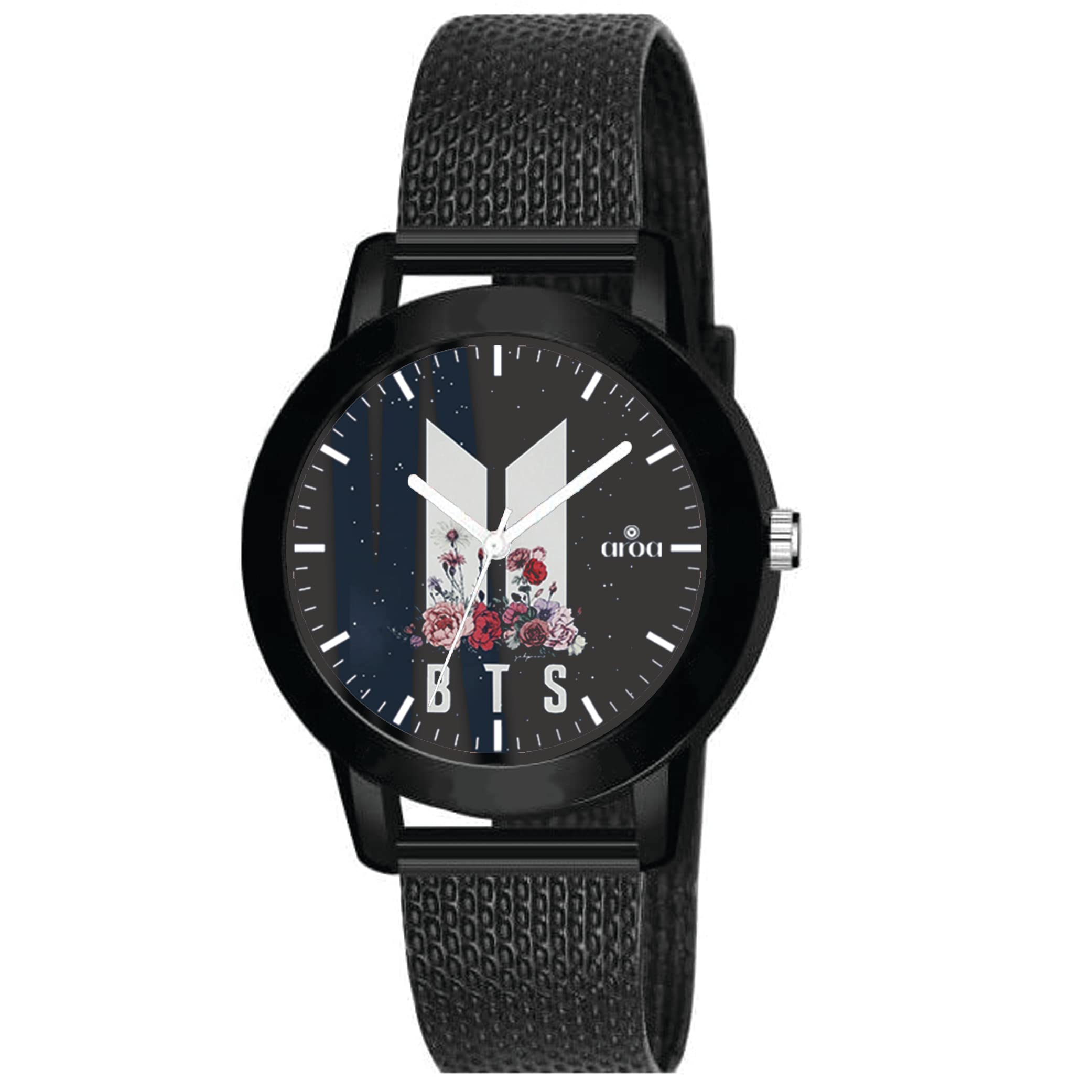 AROA Watch for Womens with BTS Army Logo Model : 164 in Black Metal Type Rubber Analog Watch Black Dial for Women Stylish Watch for Girls (B0BZVPY3DN) Amazon Price History, Amazon Price Tracker