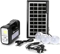 Kit Placa Solar Portatil 3 Lamp. Led Luz Emergencia Lk-3102 Sistema De Luz Solar