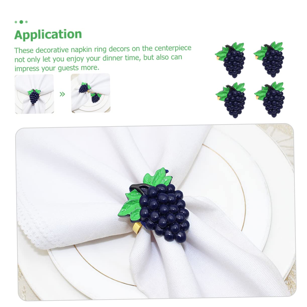 4 Pièces Boucles Serviette Métal Forme Fruits - Décoration Table Festive