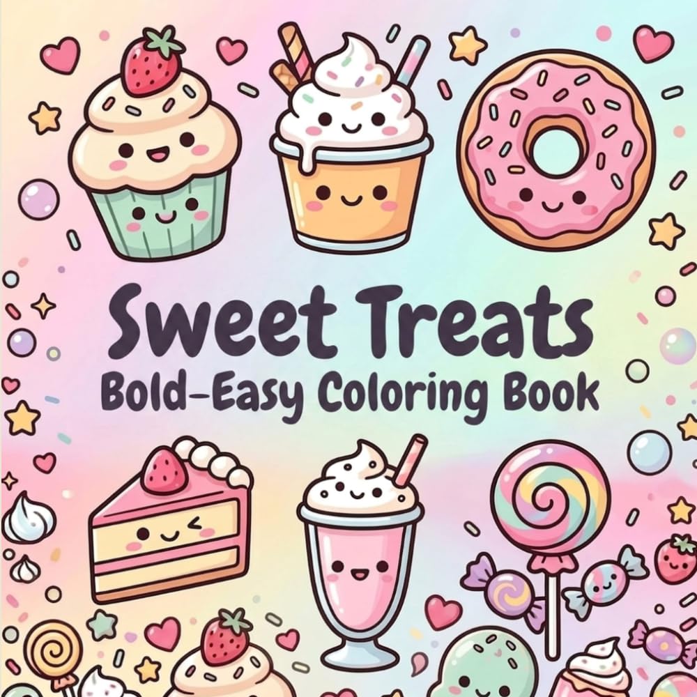 Sweet Treats: Bold-Easy Coloring Book for Kids and Adults