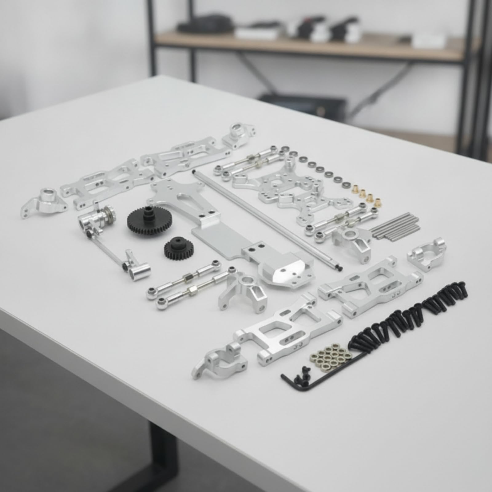 RC-Teilesatz Präzisionsgefertigt Ersatzteile-Set mit Schrauben Stabil Upgrade-Kit für Modellbauer, Modellbau-Werkstatt, Silber