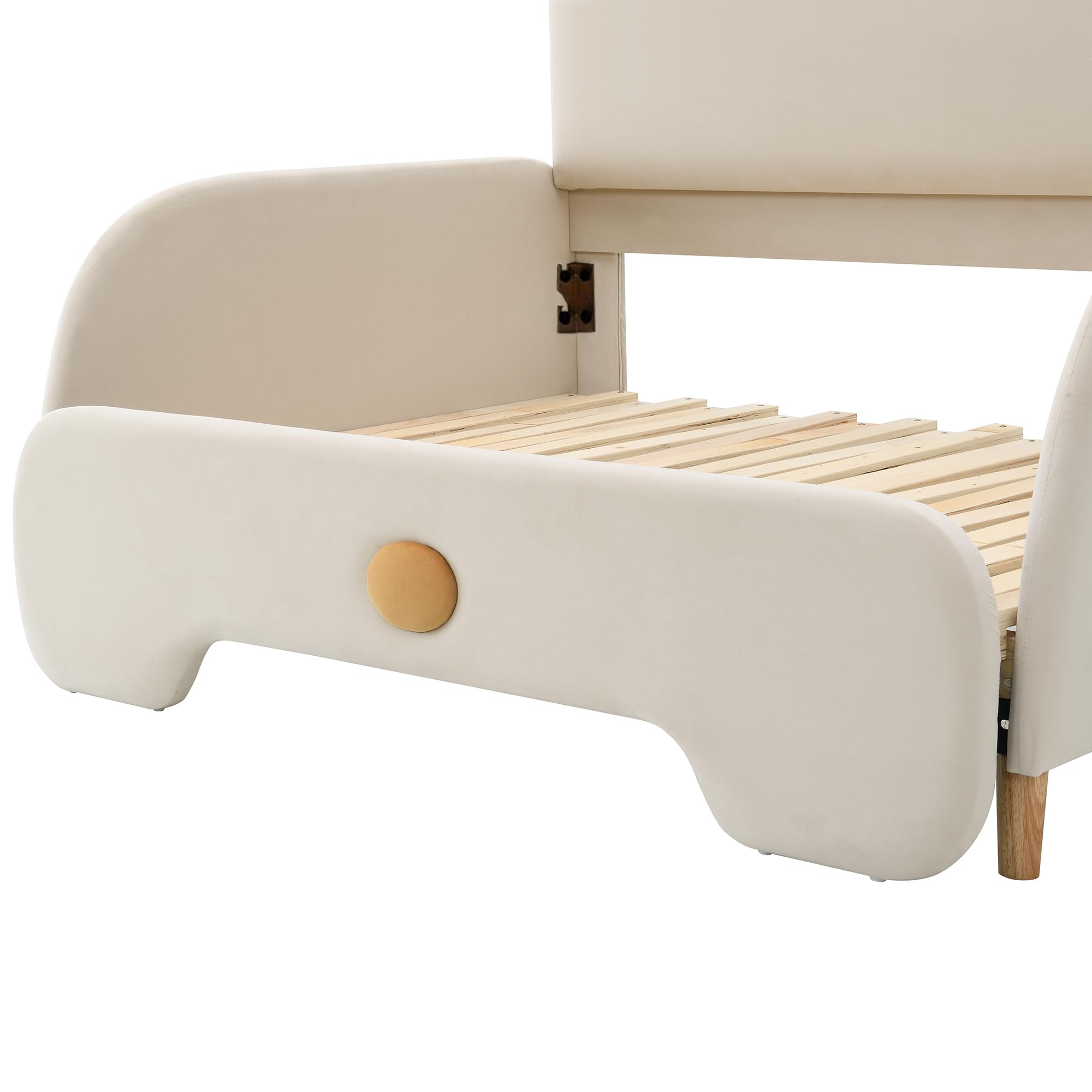 SUKY Letto matrimoniale a forma di orso, 140 x 110 cm e 140 x 200 cm, letto imbottito, lettino per bambini, letto da giorno, letto estraibile, con bordi protettivi morbidi, con doghe in legno, velluto