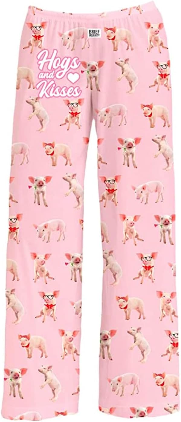 BRIEF INSANITYLounge Pajamas Pants for Women | Animal Cute Pig Print Bottoms - Soft, Comfy Loungewear Pants (Piglet Pants), Pink, XXL