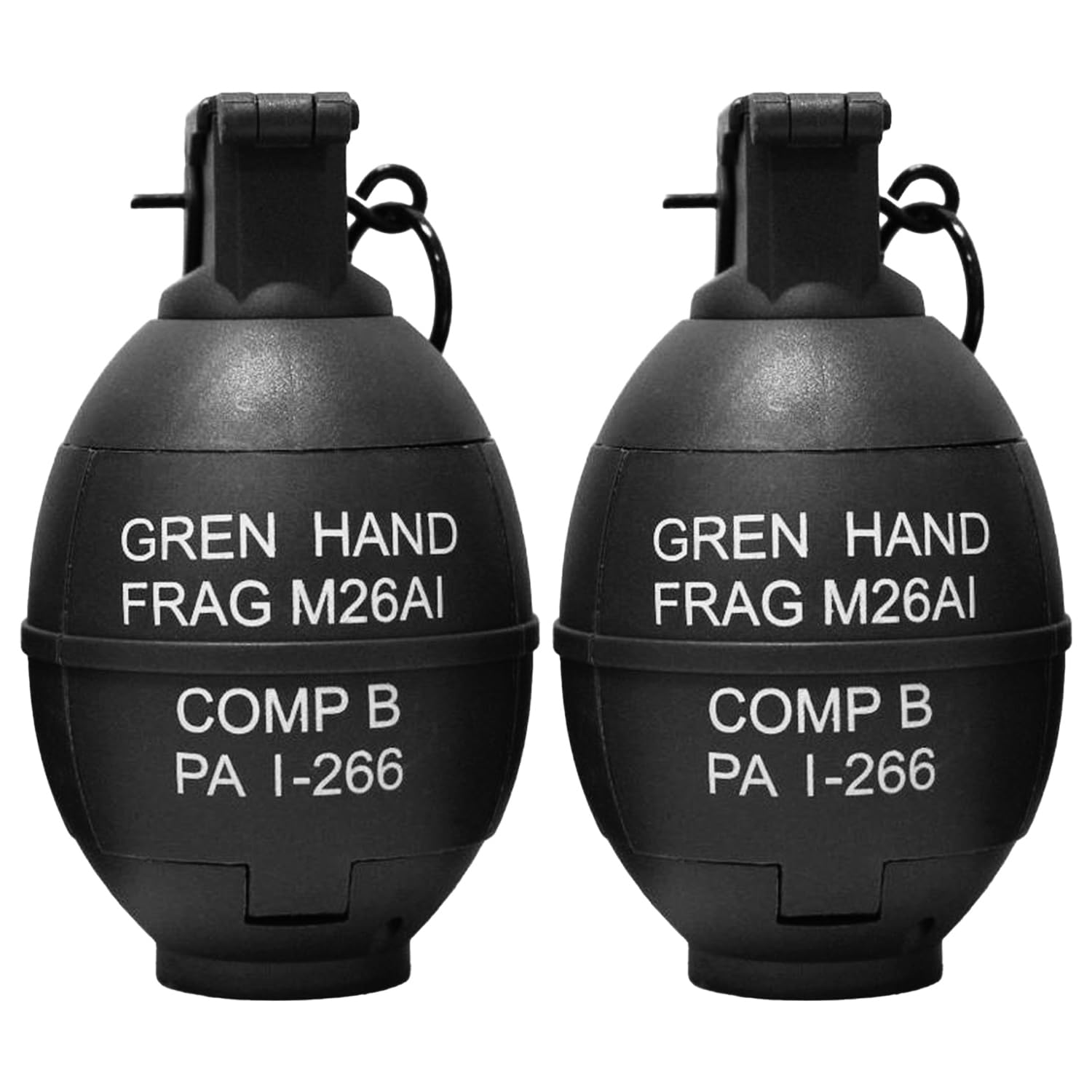 CS Grenade Jouets Tactiques Grenades À Main en Plastique Airsoft Rival Jeu De Bataille Recharge Jouet pour Extérieur CS Jeu Cosplay Accessoires Cadeau 14+ (M26A1-Black)