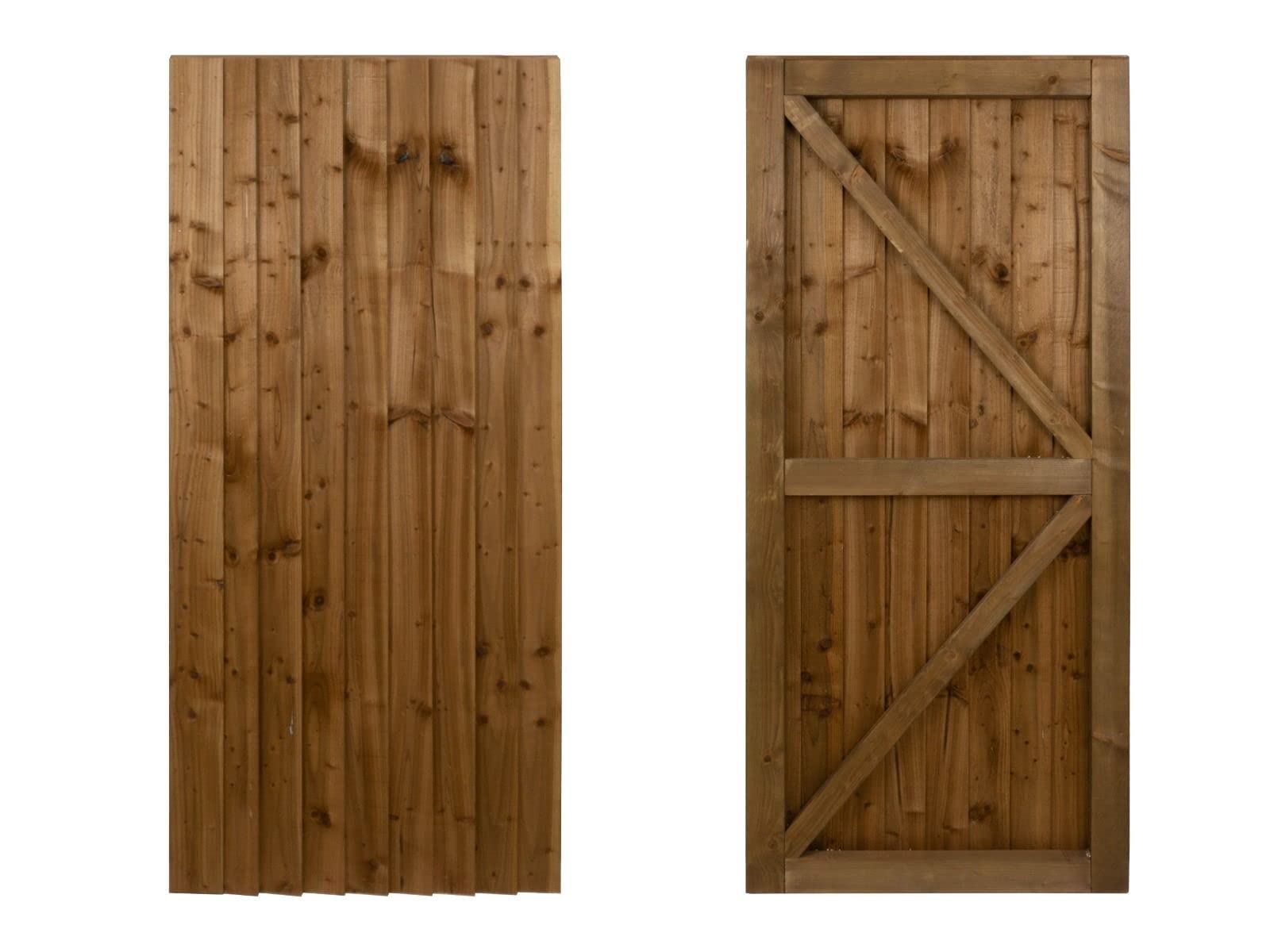 Featheredge Wooden Garden and Side Gates, Fully Framed and Capped (v2)(H-1500, W-1675, Brown Finish)