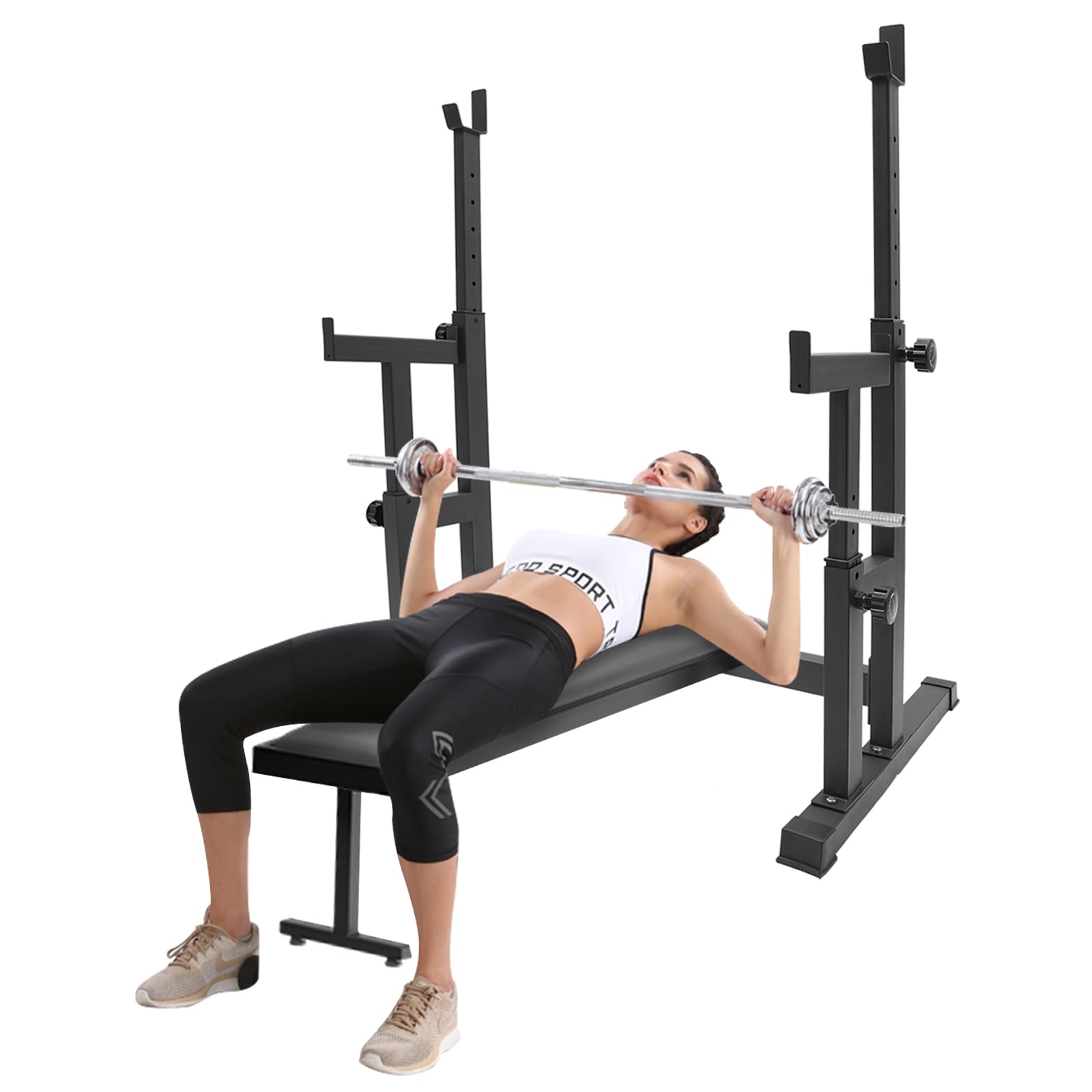 Soporte para sentadillas, soporte para pesas ajustable en altura, soporte para pesas multifunción, para levantamiento de pesas en casa, press de banca de hasta 250 kg