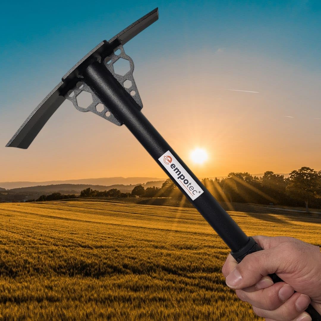 Piccozza da Scavo Empotec in Acciaio Zappa Piccone Martellina Pala Metal Detector Campi Pietre Campeggio Giardino Leggero Robusto Resistente Terreno Spiaggia Fiumi Impugnatura Gomma Ottima Presa Top