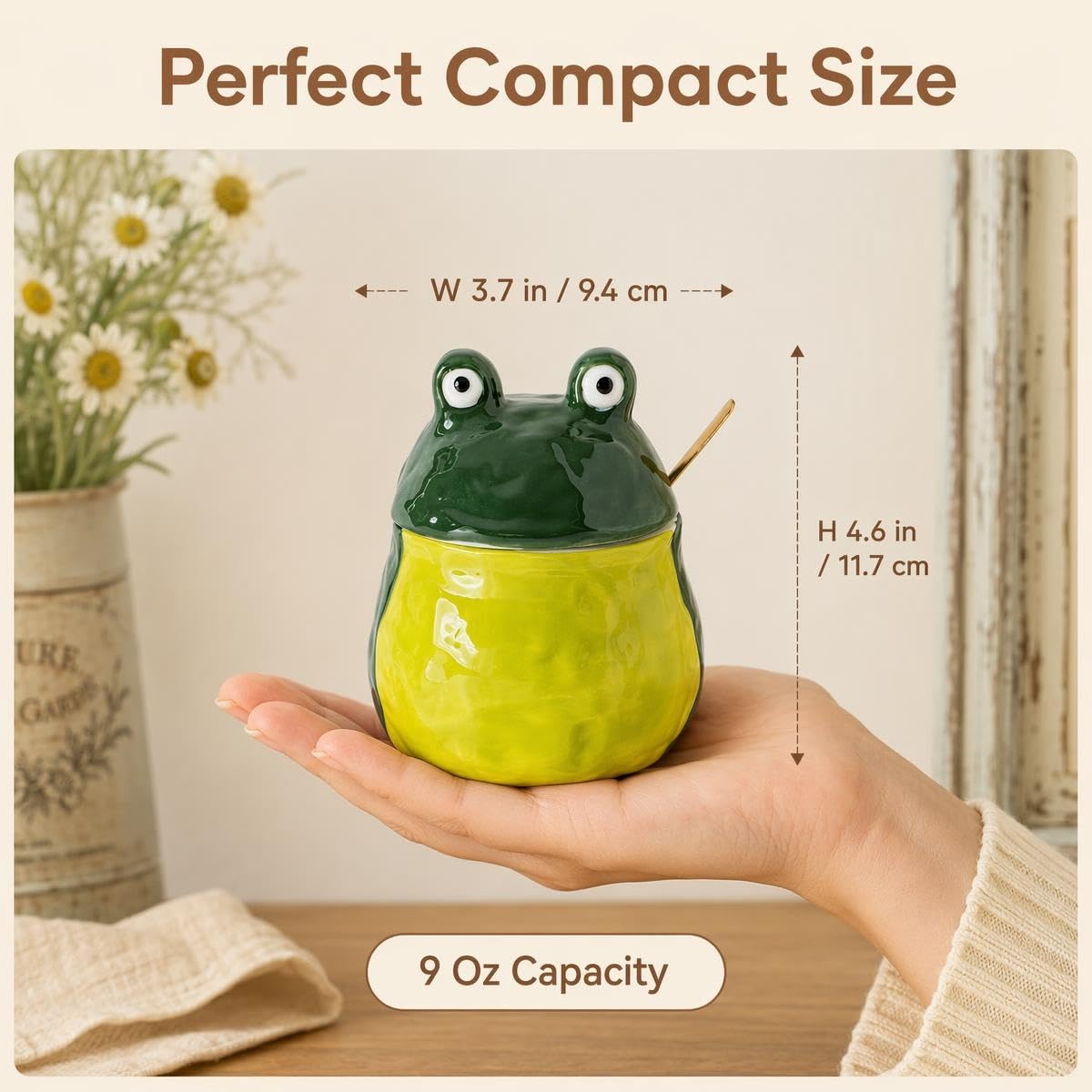 Ceramic Frog Sugar Bowl & Salt Cellar - Cute Kitchen Storage -4