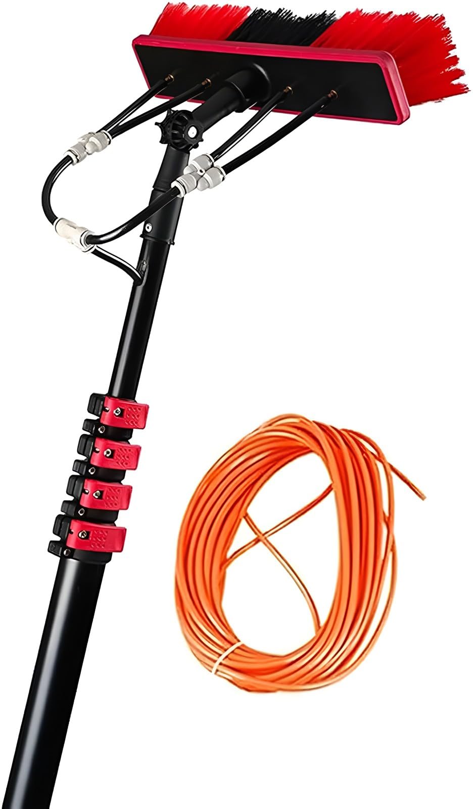 HADECOLL Telescopic Pole Window Cleaning Kit With Crevice Brush And Microfiber Cloth For Easy Reach And Efficient Cleaning,3.6M/11Ft&Head35Cm