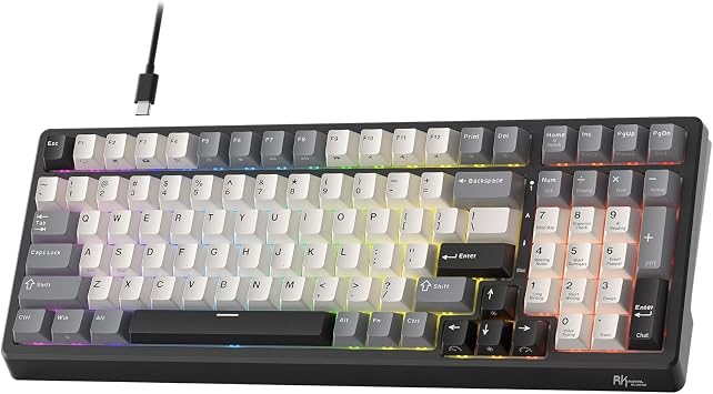 RK ROYAL KLUDGE F99 AI Smart Wired Mechanical Keyboard with Real-Time Voice Input & Translation, Hot-Swappable Linear Switches, RGB Backlit, Dual USB Ports & AI Software Support for Office Work