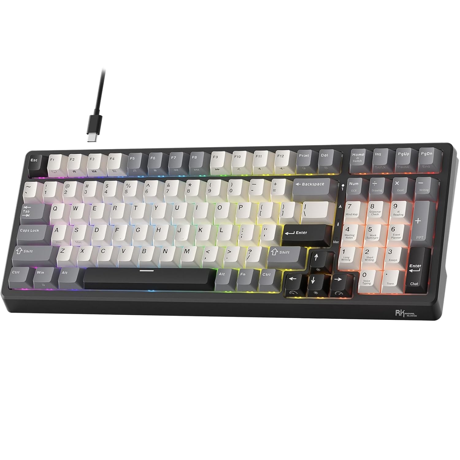 RK ROYAL KLUDGE F99 AI Smart Wired Mechanical Gaming Keyboard with Real-Time Voice Input Translation Hot-Swappable Linear Switches