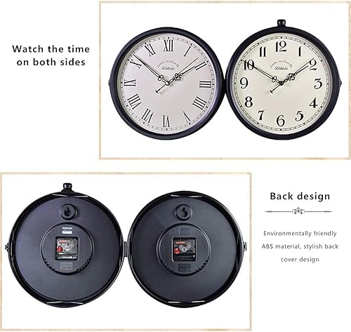 Miniatura 7 de LIFOND Wall Clock Vintage Double Sided Wall Clock Grand Central Station Wall Clock 360 Degree Rotate Antique Design Premium Metal Materials Hanging