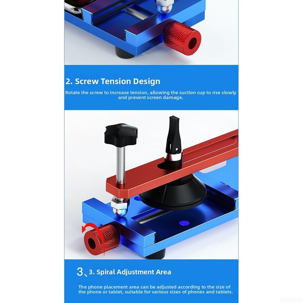 QP-1 Extractor de pantalla con ventosa, herramienta de reparación de aleación de aluminio para la separación de teléfonos móviles y pantallas, tornillos de tensión ajustables sin calefacción