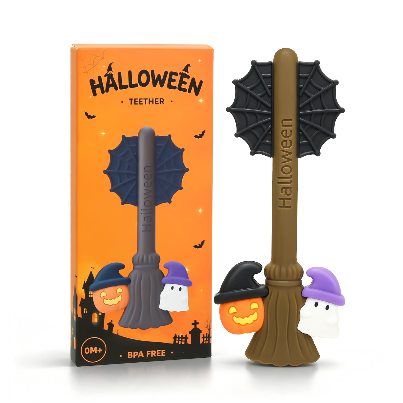Halloween Baby Teething Toy Pumpkin Ghost Teether for 3-12 Months Infant