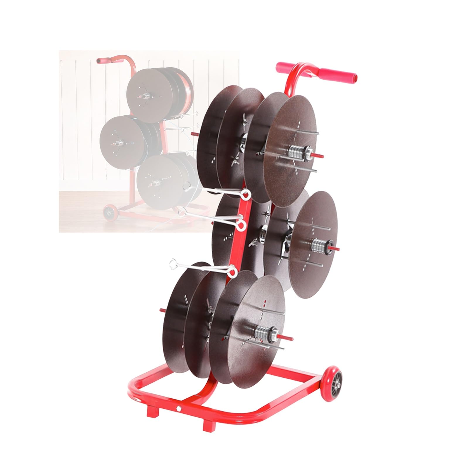 WDSOPK Wire Spool Rack,Transportable Wire Spool Rack Dispenser with 4/6/8 Rods,Multi-Spool Wire Rack Dispenser,for Electrical Industrial (6 Rods Wire)