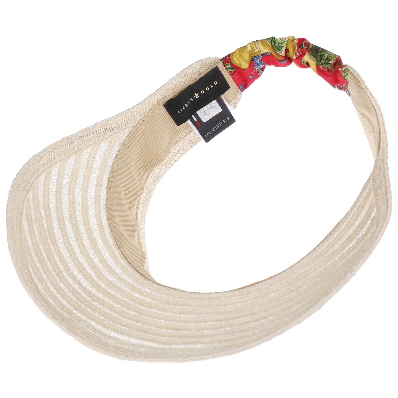 LIERYS Jana Strohcap Hanfvisor mit Musterband Made in Italy Damen Frühling Sommer