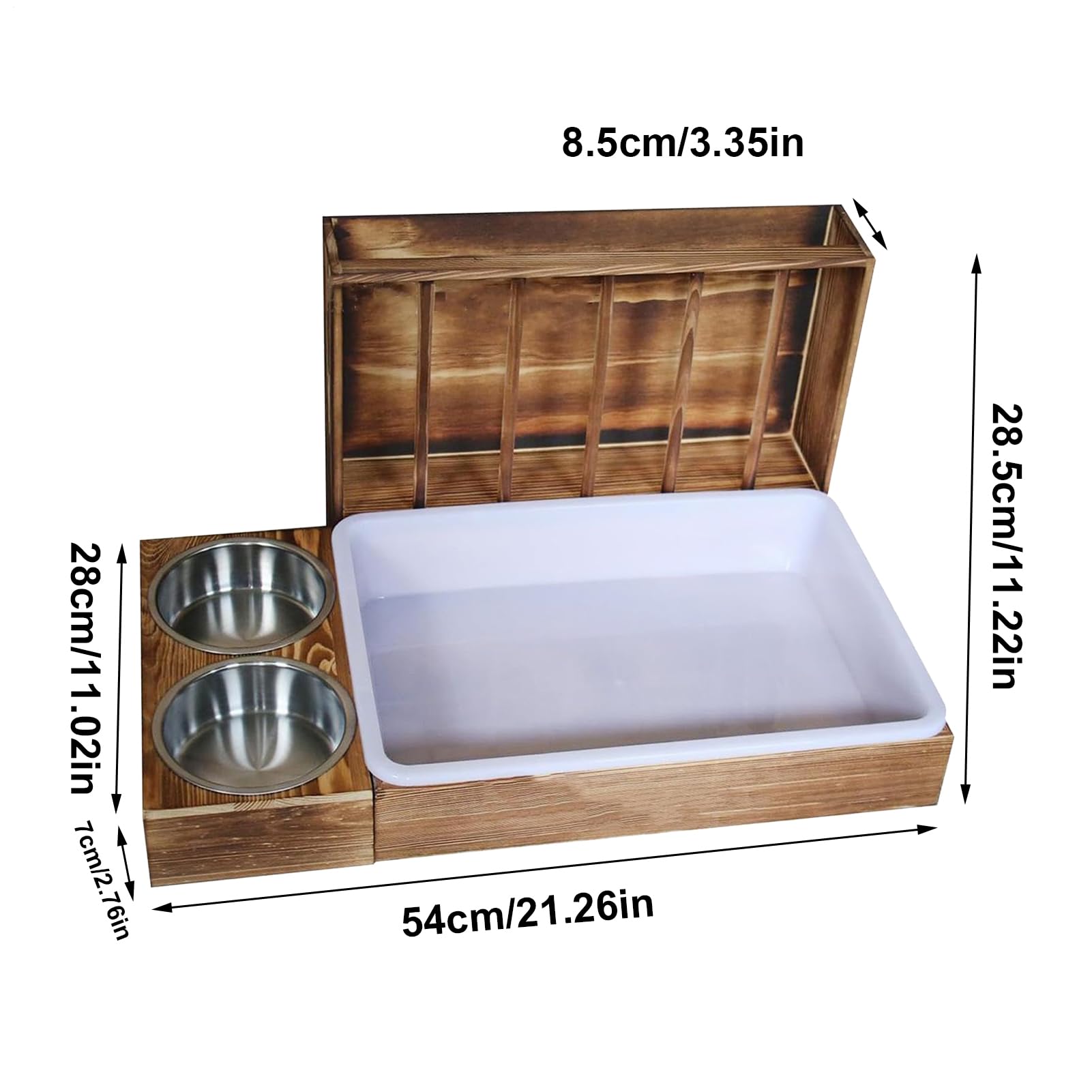 Dispensador De Heno para Conejos con De De Heno De Madera con 2 Cuencos Y | Portahenos Dispensador Antiderroche Multifuncion Para Jaulas De Roedores Y Mascotas Pequeñas