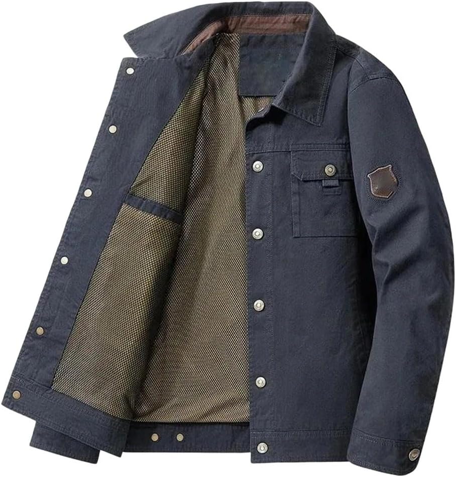 Men's Cotton Bomber Jacket Casual Military Style Cargo Jacket