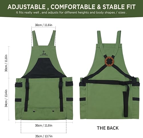 Miniatura 4 de Delantal de jardinería con bolsillos para mujeres y hombres, delantal de jardín de lona ajustable con bolsillos de liberación rápida