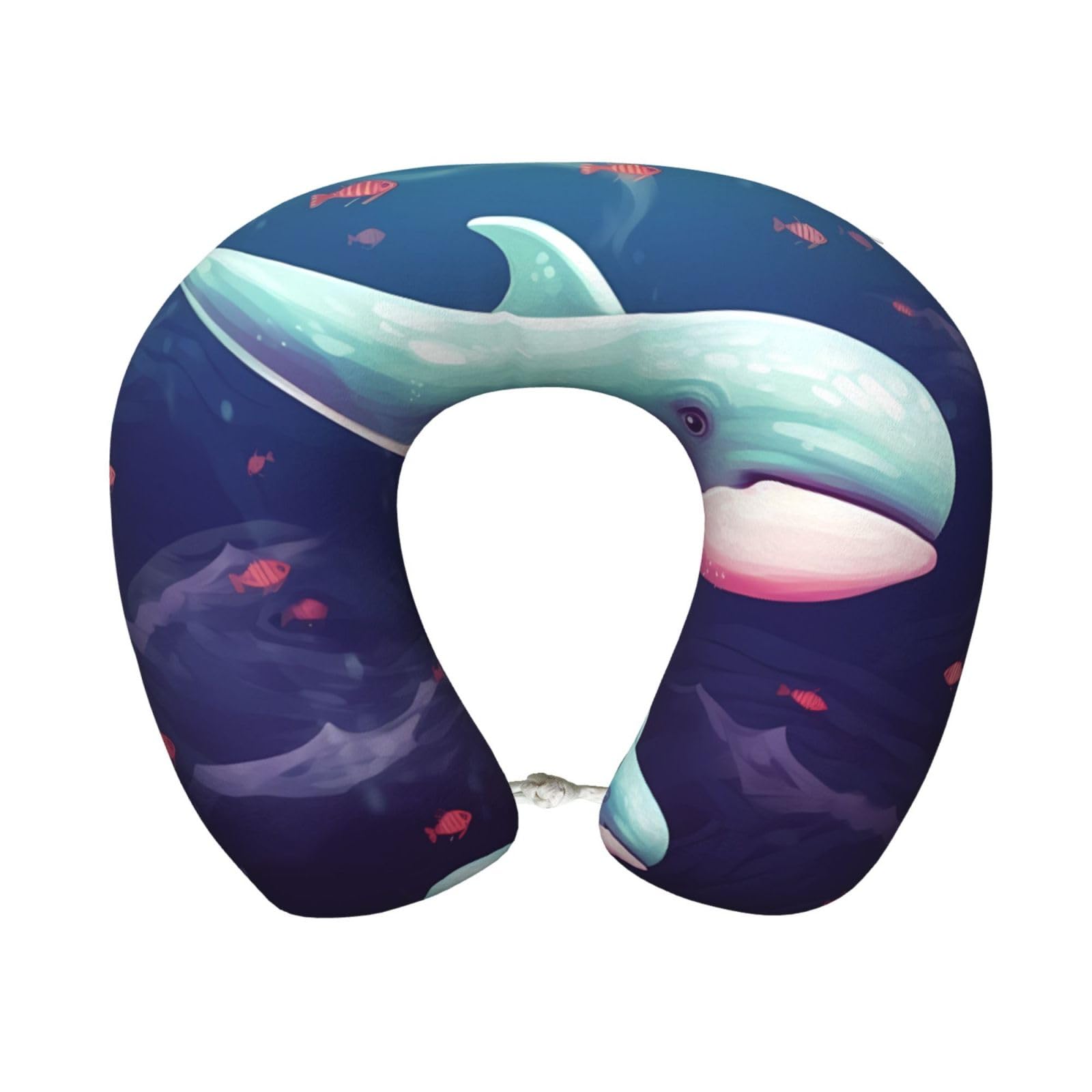 peiyeety Whale Travel Pillow Memory Foam - Comfortable U Shape Neck Pillows for Sleeping, Neck and Head Support Portable Airplane Pillow Adjustable Flight Pillow, Washable Cover