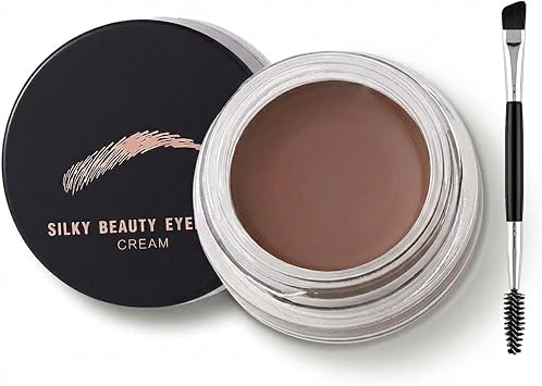 Waterproof Eyebrow Pomade Cream with Dual-Ended Brush - Long-Lasting Defining Gel, Smudge-Resistant Matte Finish for Natural Brows, Creamy Texture for Precision