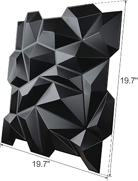 Art3d PVC 3D Diamond Wall Panel Jagged Matching-Matt Black, for Residential and Commercial Interior Decor (12 Pack)