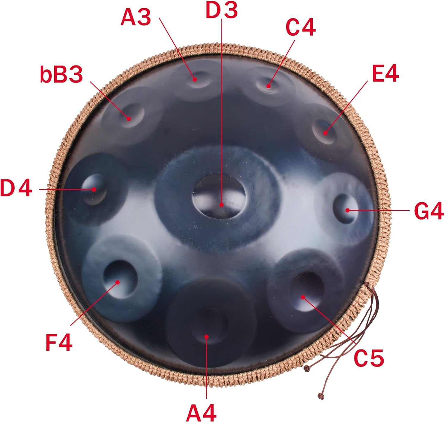 Handpan, Steel Drum, Hand Pan, Tamburo in Acciaio, Blu Profondo | 432HZ 10 Note D Minore 22 Pollici 56cm Handpan Drum per Meditazione e Yoga, Tamburo a Mano con Borsa e Supporto