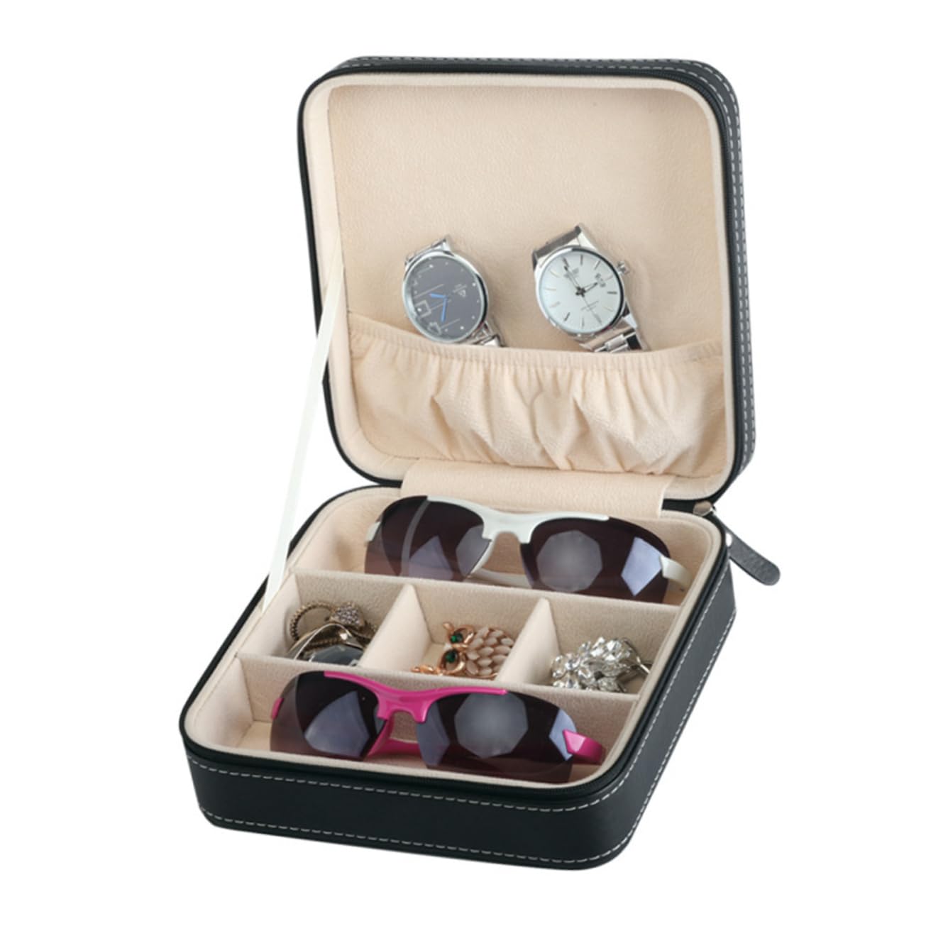 1 caja de joyería para pendientes, organizador de almacenamiento de gafas de ojos, organizador de joyería de viaje, organizador de joyas, transparente, B08t47qvnr para gafas de sol, organizador