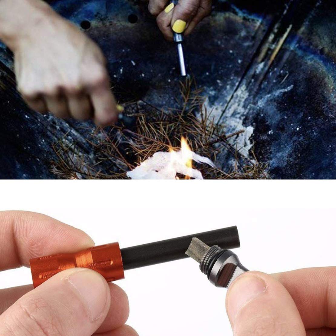 Encendedores de Acampada Pedernal para Fuego de Acero de Supervivencia en Caja de Aluminio