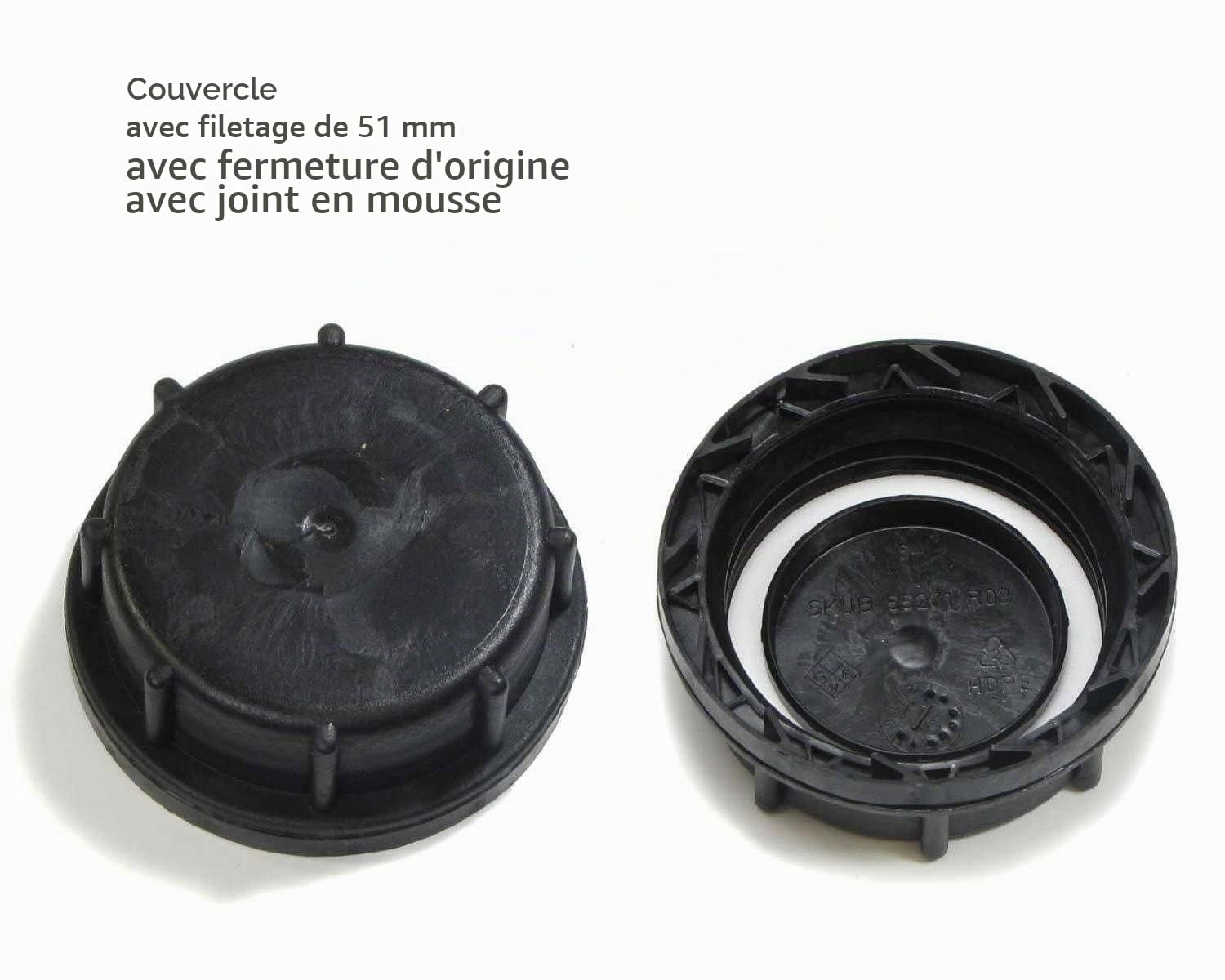Octopus Lot de 2 bidons vides de 5 l, en polyéthylène haute densité, avec bouchon DIN 51 mm et homologation ONU, jerrican d'eau, qualité alimentaire