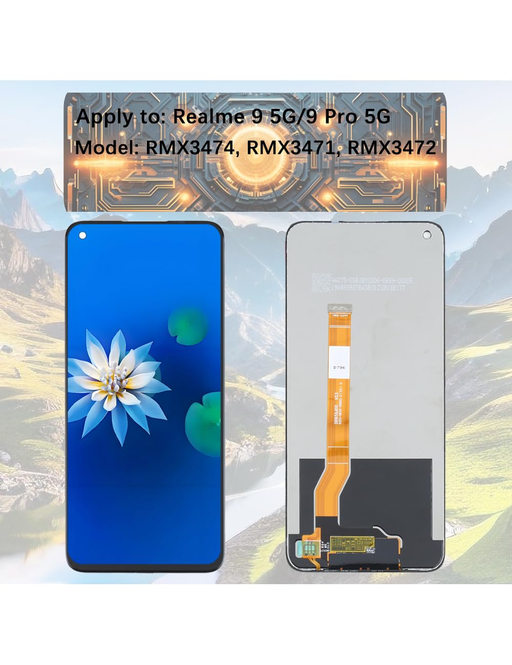 H&LYCYJ Schermo di ricambio per schermo LCD Realme 9 5G/9 Pro 5G RMX3474 RMX3471 RMX3472