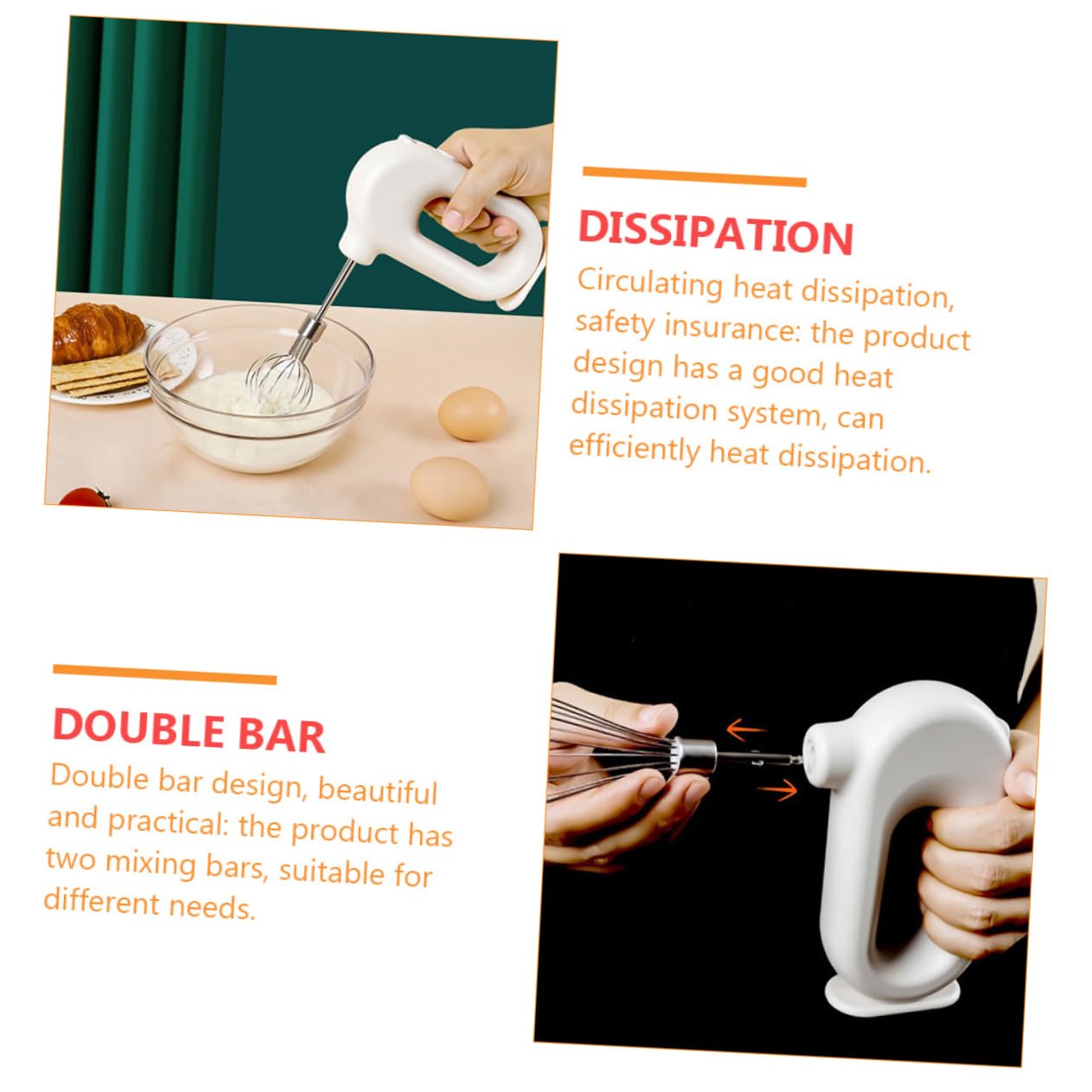 OKUMEYR Rechargeable Hand Mixer Cordless Electric Kitchen Whisk for Cream Eggs and Baking Usb Powered Portable Easy to Use Detachable Attachments for Versatile Mixing