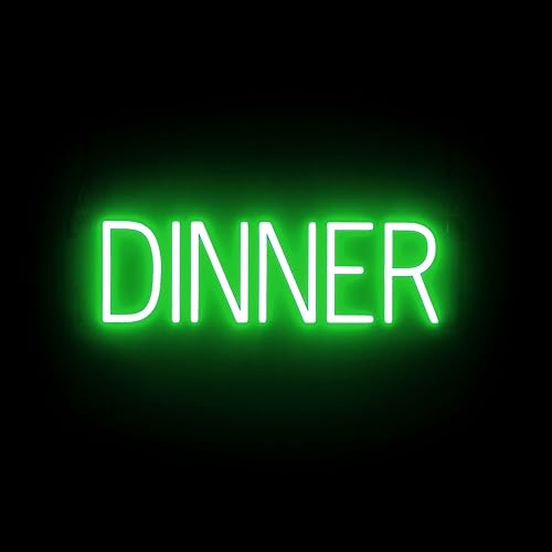 Miniatura 39 de SpellBrite Letrero de barra de ensalada Letreros relacionados con restaurantes con aspecto de neón, luz LED verde 34.3 x 6.3 pulgadas