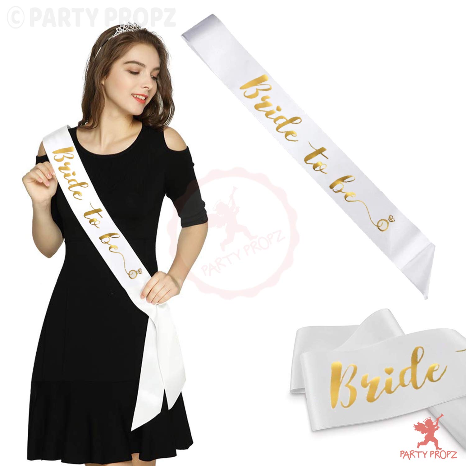 Party Propz Bride to Be Sash and Crown - Bachelorette Party Decorations | Bridal Shower Decorations | Bride to Be Decoration Set Combo, Bridal Shower 3