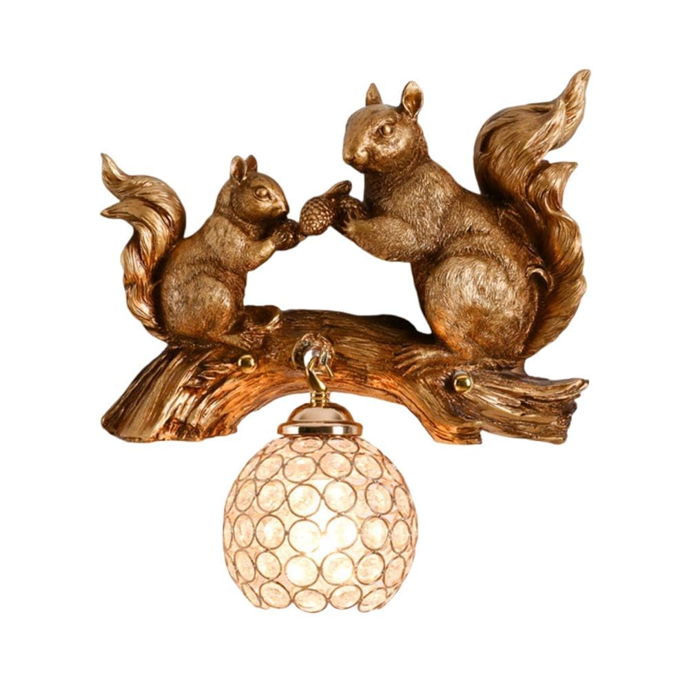 USMJQVZ Applique Murale Moderne en résine dorée en Forme d'écureuil - Décoration Murale Mignonne en Forme d'écureuil - Luminaire pour Chambre d'enfant, Bureau ou Table de Chevet
